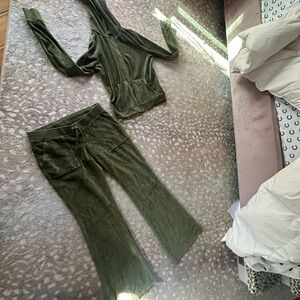 Juicy Couture Olive Green Track Pants & Hoodie Set